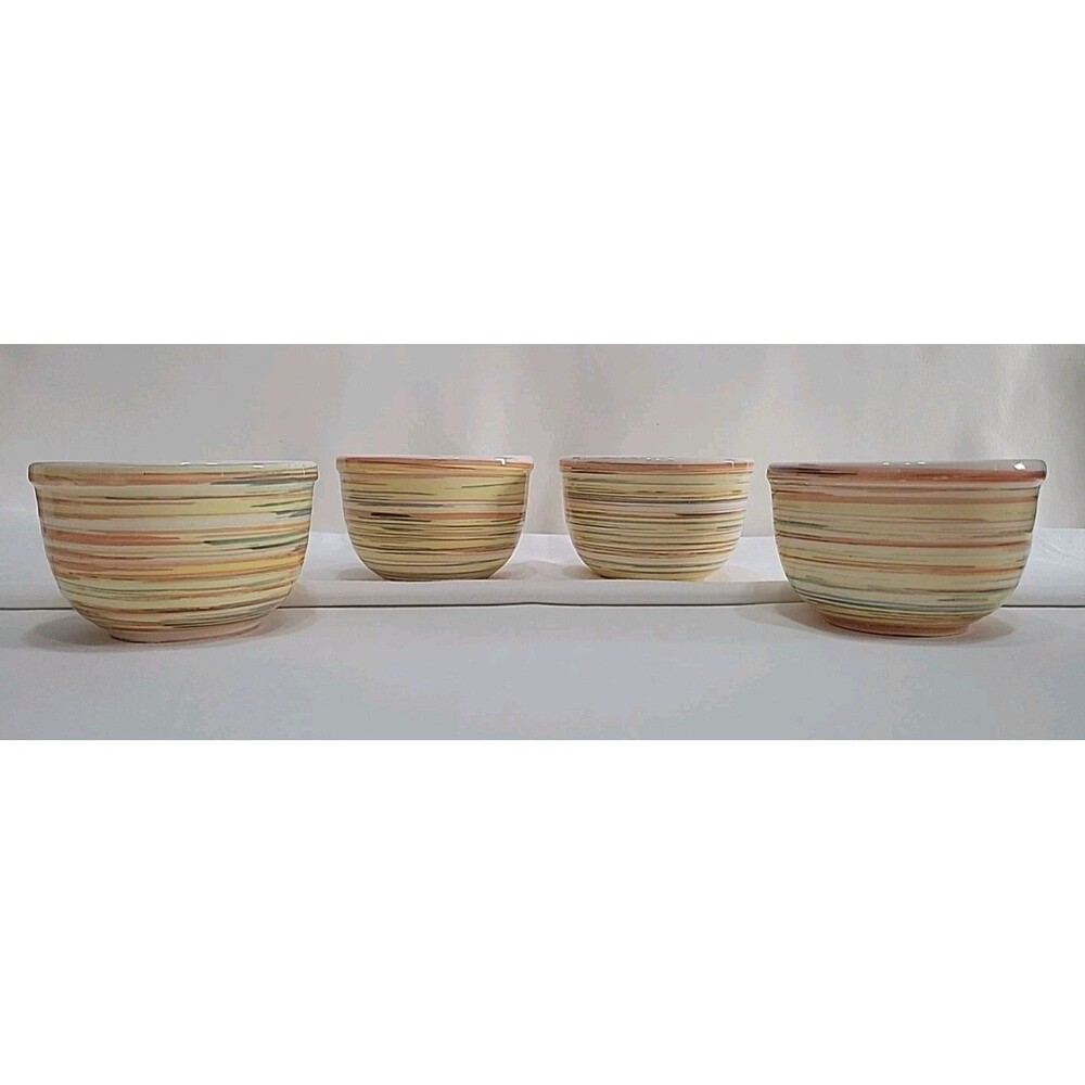 Faiancas Ideal Hand Made Set of 4 Colorful Faience Ramekins Portugal Dessert